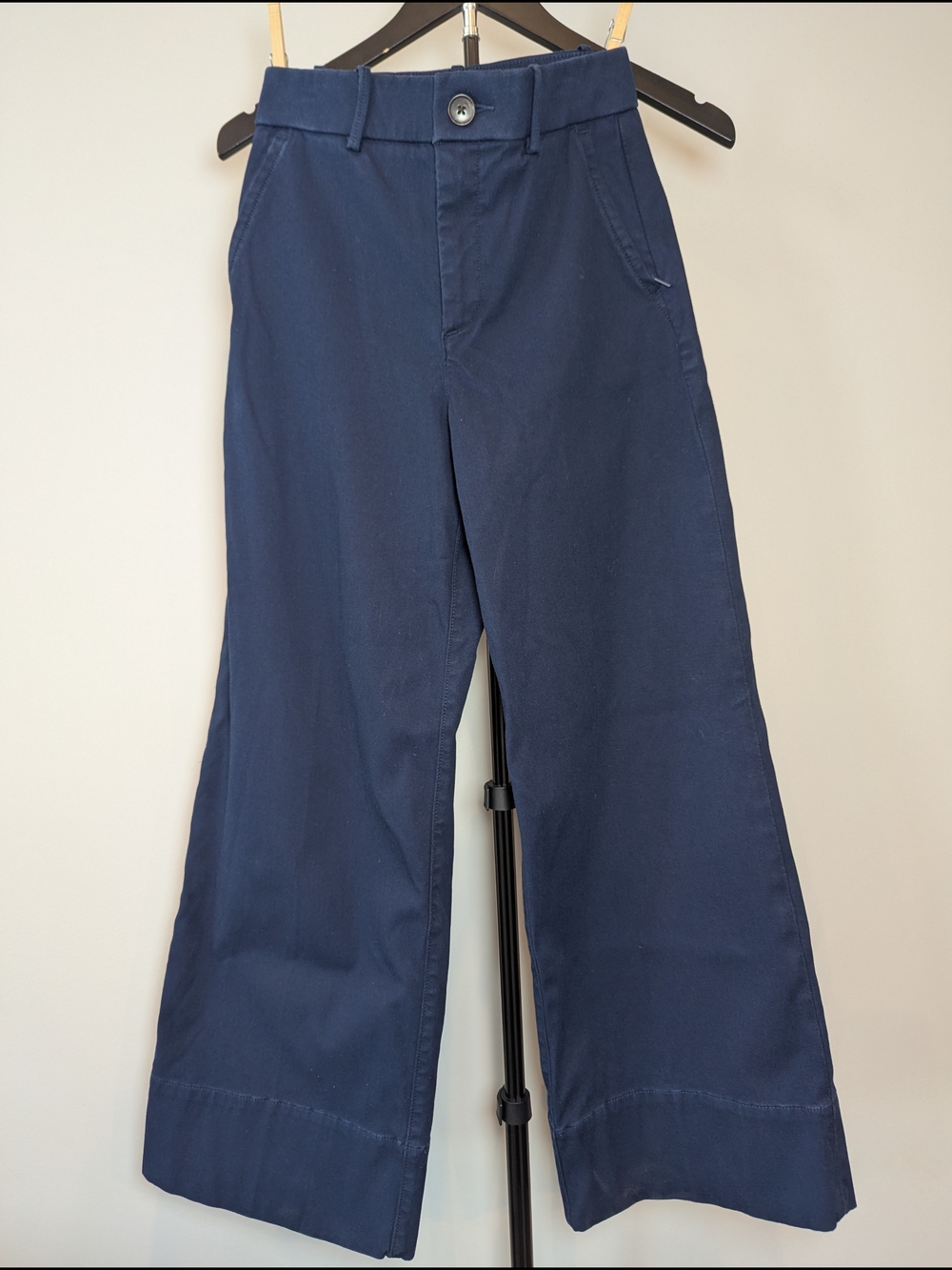 SPANX Women's Size XS TPetite Super Smooth Perfect Fit Ponte Wide Leg Pants Navy